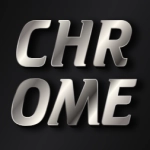 Metallic lettering with chrome effect